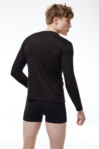 Malabadi Yuvarlak Yaka Uzun Kollu Viloft Termal Üst İçlik 609 Siyah resmi
