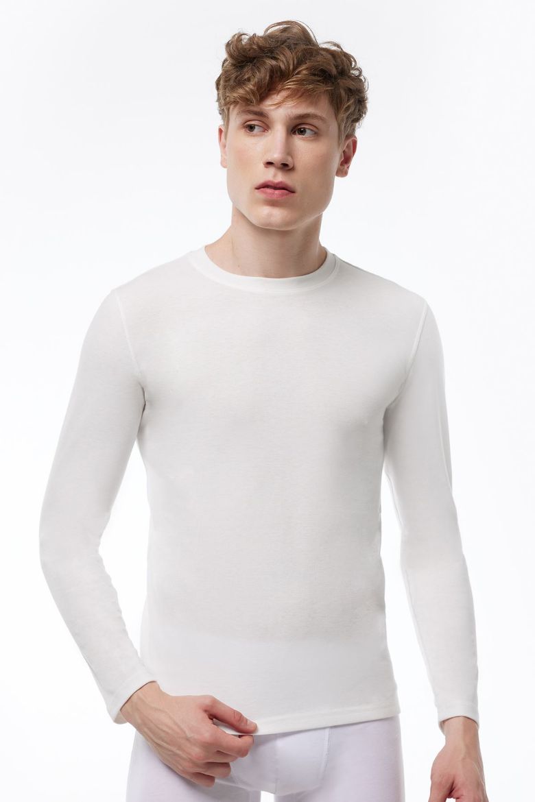 Malabadi Yuvarlak Yaka Uzun Kollu Viloft Termal Üst İçlik 609 Ekru resmi