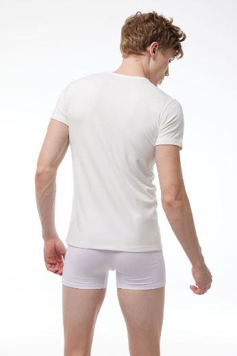 Malabadi V Yaka Kısa Kollu Viloft Termal Üst İçlik 607 Ekru resmi