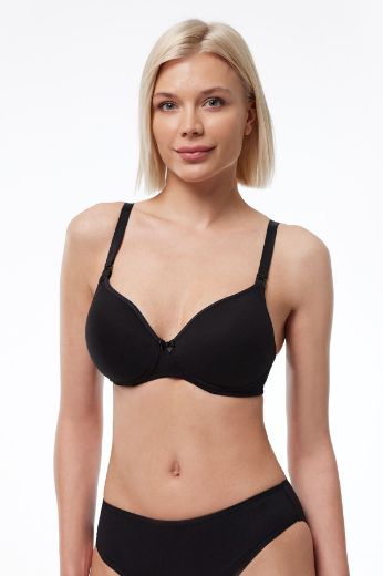 Malabadi Kaplı Balensiz Pamuklu Emzirme Sütyeni 822 Siyah resmi