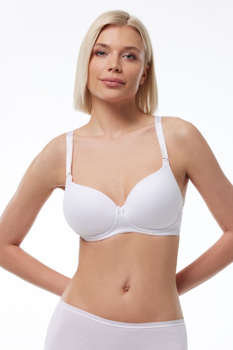 Malabadi Kaplı Balensiz Pamuklu Emzirme Sütyeni 822 Beyaz resmi