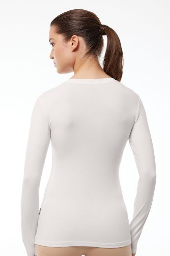 Malabadi Yuvarlak Yaka Uzun Kollu Modal Body 182 Ekru resmi