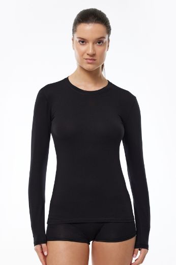 Malabadi Yuvarlak Yaka Uzun Kollu Modal Body 182 Siyah resmi