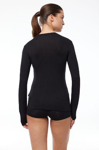 Malabadi Yuvarlak Yaka Uzun Kollu Modal Body 182 Siyah resmi