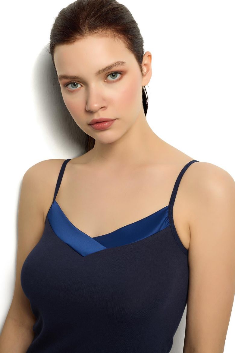 Jiber Saten Yakalı İp Askılı Atlet 626 Lacivert resmi