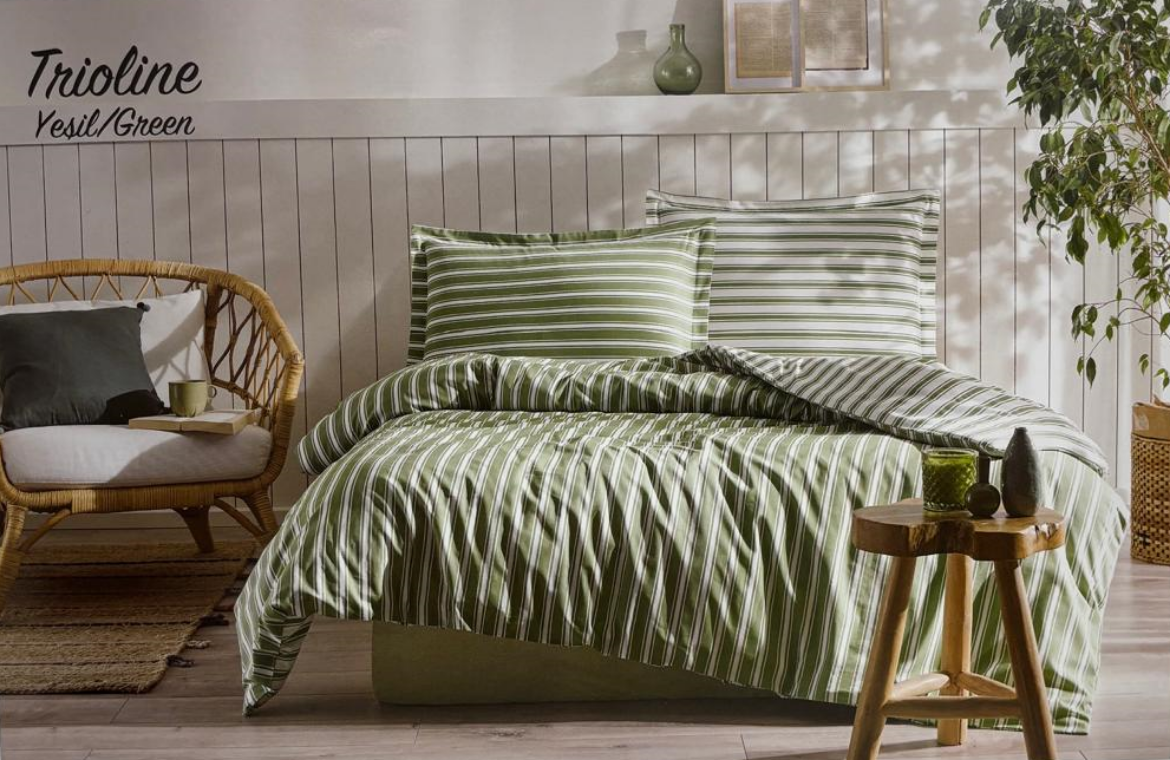 Özdilek Beech Çift Kişilik Nevresim Takımı Trioline Yeşil resmi