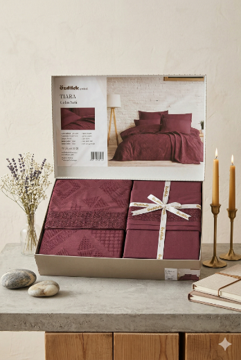 Özdilek Tiara Gelin Seti Bordo resmi