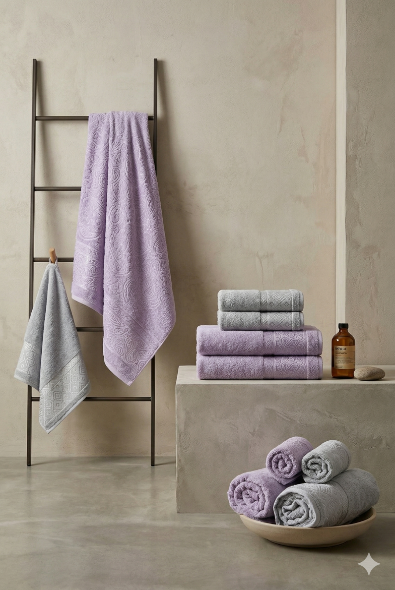 Özdilek Dory Hamam Takımı Lila-Gri resmi