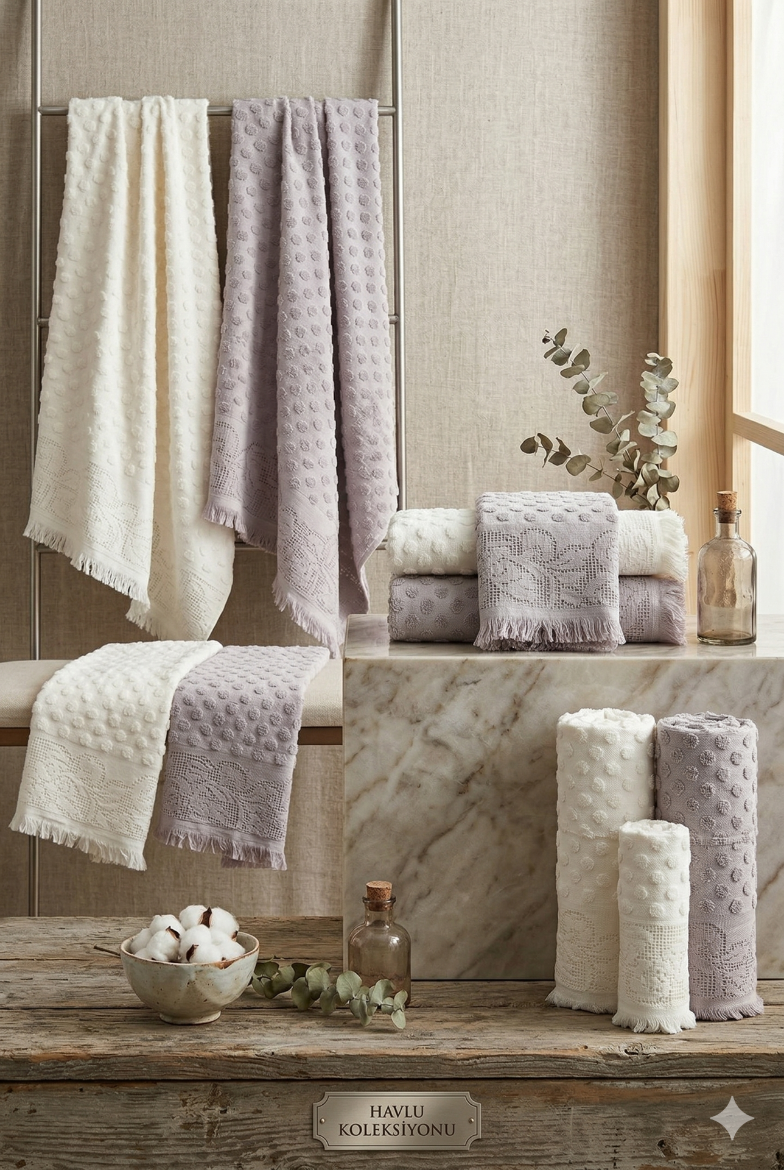 Özdilek Mistico Hamam Takımı Krem-Gri resmi