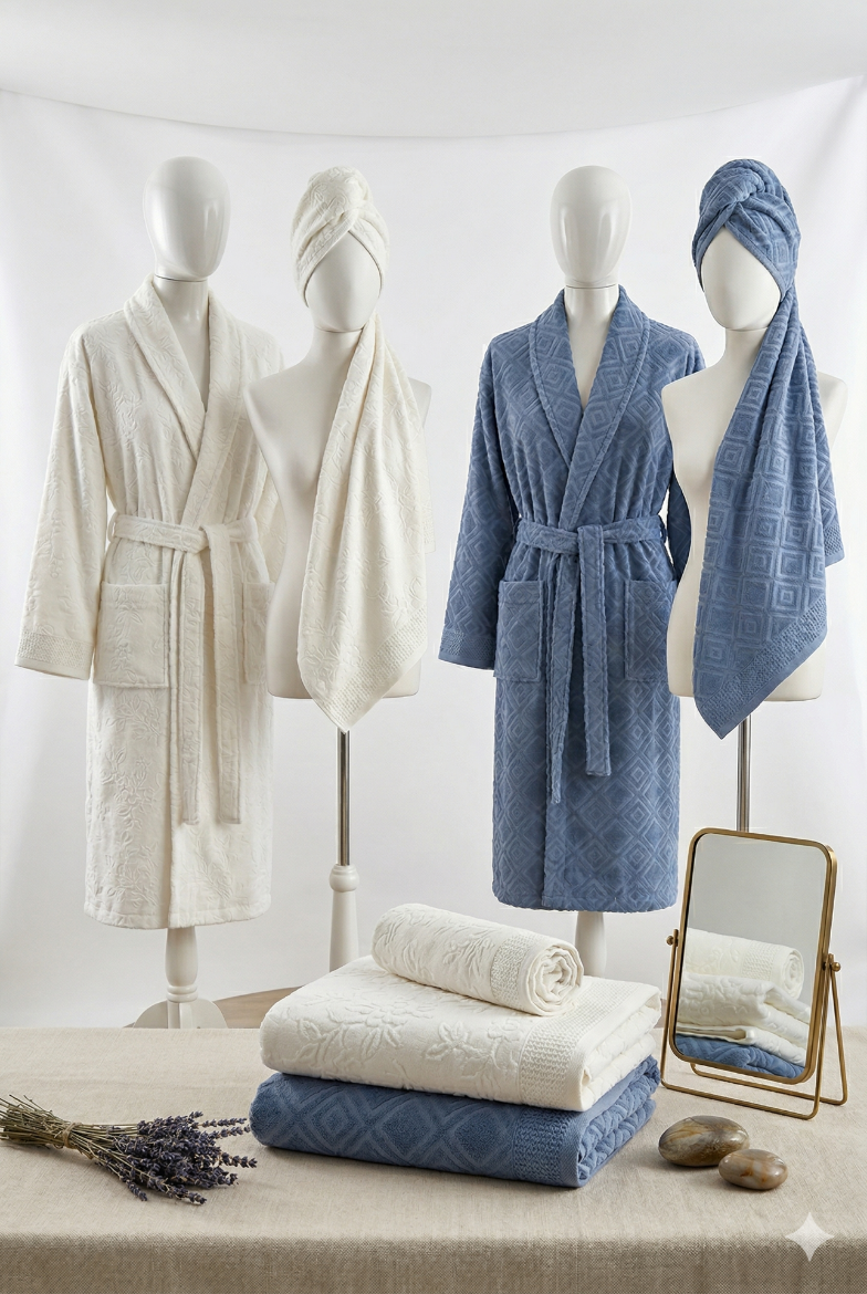 Özdilek Pastoral Aile Seti Krem-Lacivert resmi