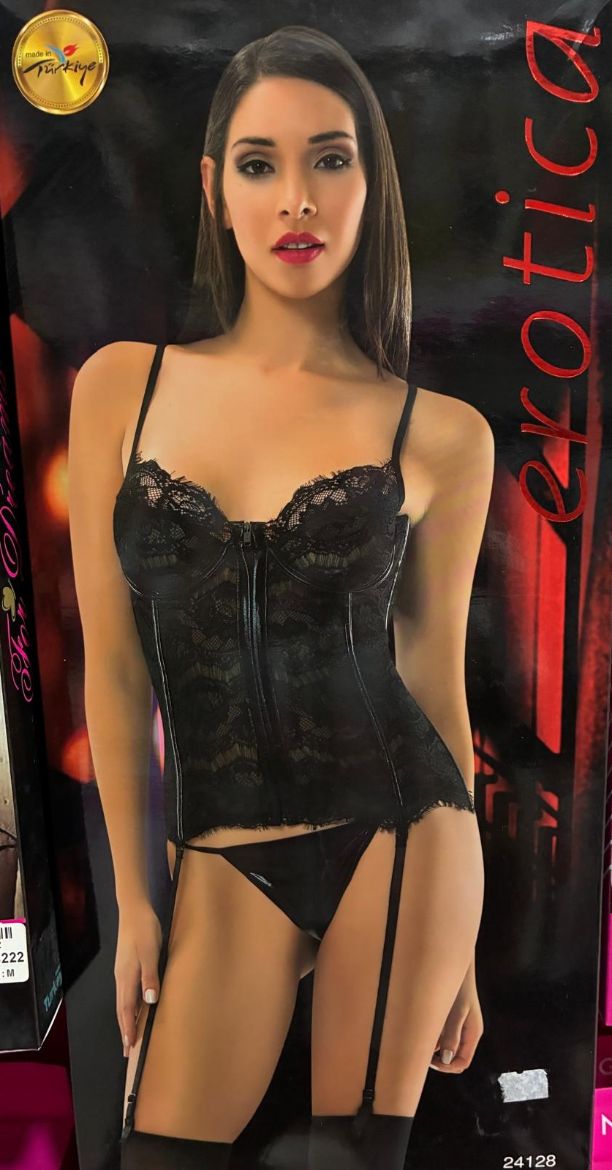 For Dreams Noir Flame Dantel Jartiyerli Büstiyer Takımı Siyah resmi