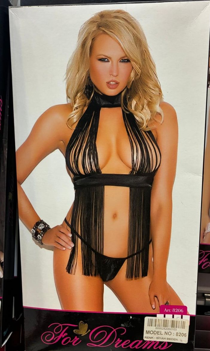 For Dreams Midnight Fringe Halter Lingerie Set 8206 resmi